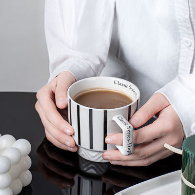 Experience The Elegance Of Black And White Ceramic Mug Coffee Cup For Business Gifts