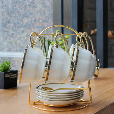 Sustainable Luxury Gold Rim Porcelain Espresso Cappuccino Turkish Coffee Tea Cup Set