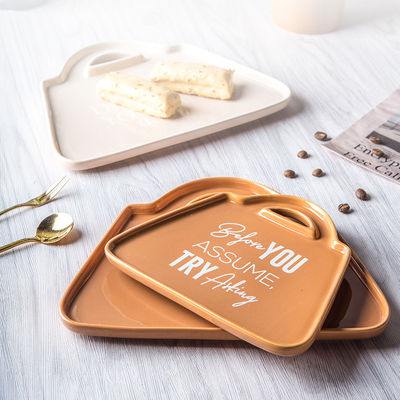 On-Glazed Technique Ceramic Dinner Plate Handbag Pattern For Restaurant Catering Sale