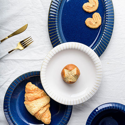 Sustainable 2023 Kiln Blue Porcelain Dinner Sets for Restaurant Dining Experience