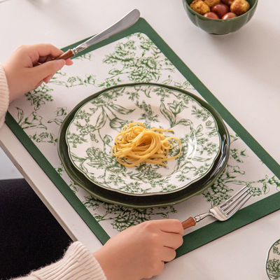 Rectangle Diatom Flower Dining Table Placemats Sustainable Table Cloth Design Style