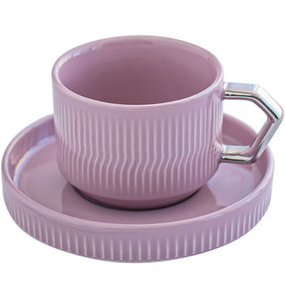 Business Gifts Ceramic Tea Cup Set Nordic Porcelain Coffee Cup And Saucer With Silver Grip