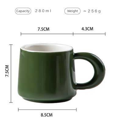 Factory Wholesale  Novelty Design 280ml Green Ceramic Coffee Mug For Home Hotel For Porcelain Cappuccino Cup