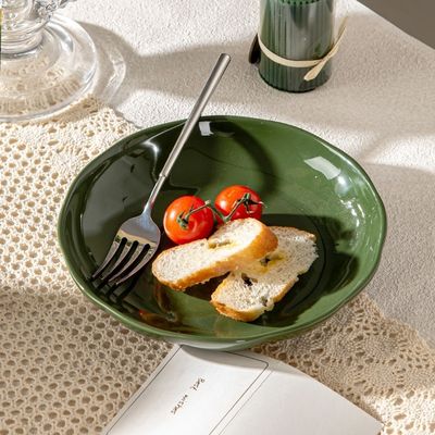 Green Floral Ceramic Diner Set Plate Under Glazed Technique Christmas Gift For Women