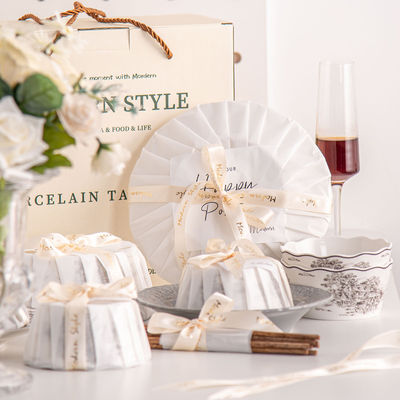 European Style Gray Dinnerware Sets With Luxury Porcelain And Scenic Pattern Ceramic