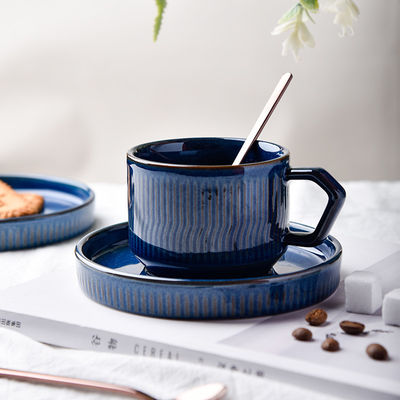 Reactive Glaze Latte Cups And Saucer Sustainable Cappuccino Mug For Restaurant Needs