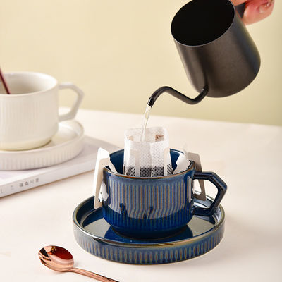 Reactive Glaze Latte Cups And Saucer Sustainable Cappuccino Mug For Restaurant Needs