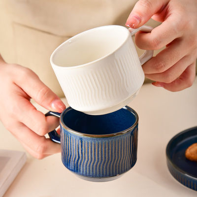 Reactive Glaze Latte Cups And Saucer Sustainable Cappuccino Mug For Restaurant Needs