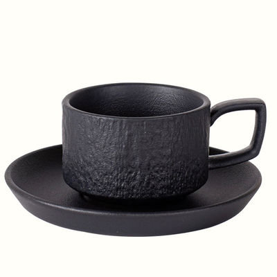 Ceramic Mug Set Vintage Porcelain Cup And Saucer Stone Texture Retro Cappuccino Cup