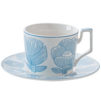 Sustainable Business Gifts European Ceramic Floral Tea Cups And Saucers Set 200ml 300ml