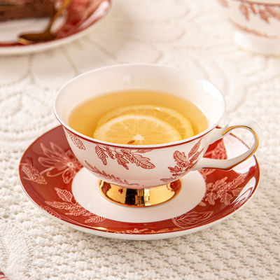 Spring Festival Ceramic Tea Cup And Saucer Set For Traditional Chinese Tea Ceremony