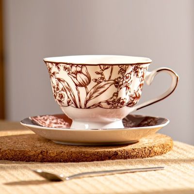 Spring Festival Ceramic Tea Cup And Saucer Set For Traditional Chinese Tea Ceremony