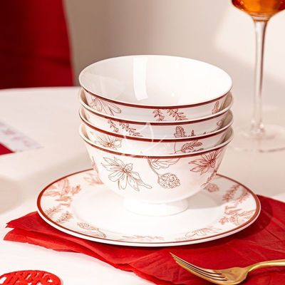 Porcelain Lunar Year Gift Tableware Perfect for Business Gifts and Christmas 2 Users
