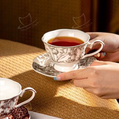 Flower Design Ceramic Valentine Gift Set For Girls 200 Ml Cup And Saucer With Gift Box