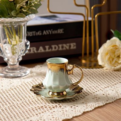 Luxury Thin Porcelain Ceramic Coffee Cup and Saucer Set Perfect for Business Gifts