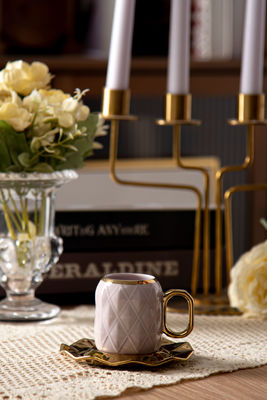Luxury Thin Porcelain Ceramic Coffee Cup and Saucer Set Perfect for Business Gifts