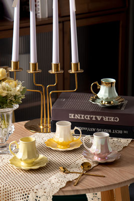 Luxury Thin Porcelain Ceramic Coffee Cup and Saucer Set Perfect for Business Gifts