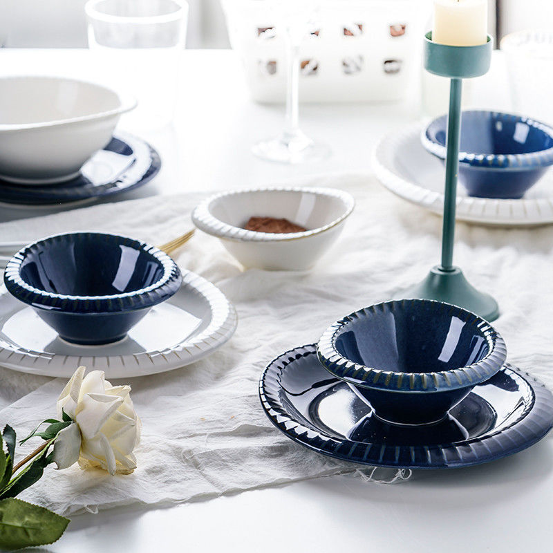 Sustainable 2023 Kiln Blue Porcelain Dinner Sets for Restaurant Dining Experience