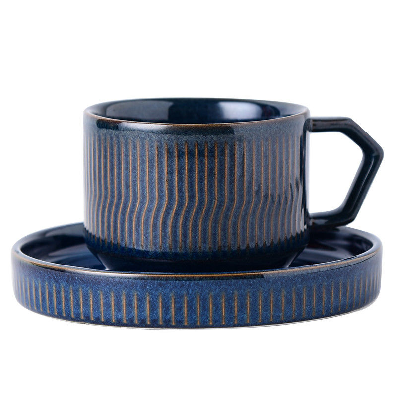 Reactive Glaze Latte Cups And Saucer Sustainable Cappuccino Mug For Restaurant Needs